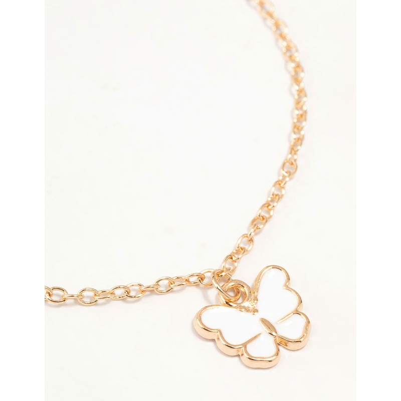 Gold Chain Diamante Butterfly Bracelets 3-Pack