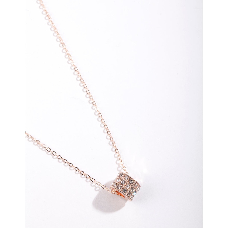 Rose Gold Diamante Ring Charm Necklace