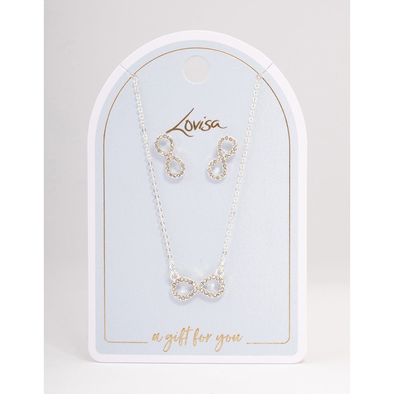 Silver Diamante Infinity Jewellery Set