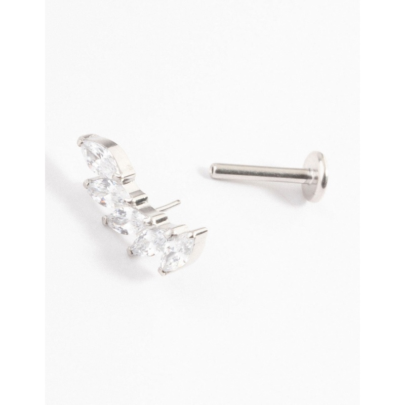 Titanium Curve Marquise Threadless Flat Back