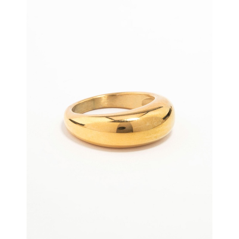 Waterproof Gold Plated Stainless Steel Rounded Band Ring
