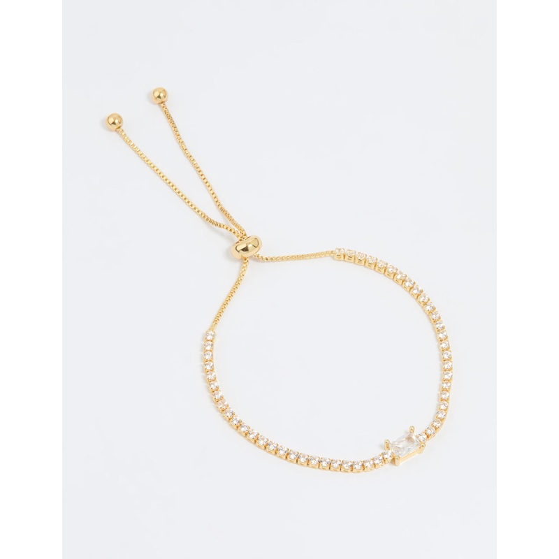 Gold Plated Cubic Zirconia Baguette Toggle Bracelet