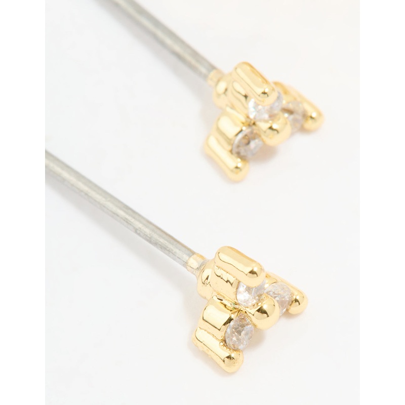 Gold Plated Cubic Zirconia Stud & Huggie Earrings 2-Pack
