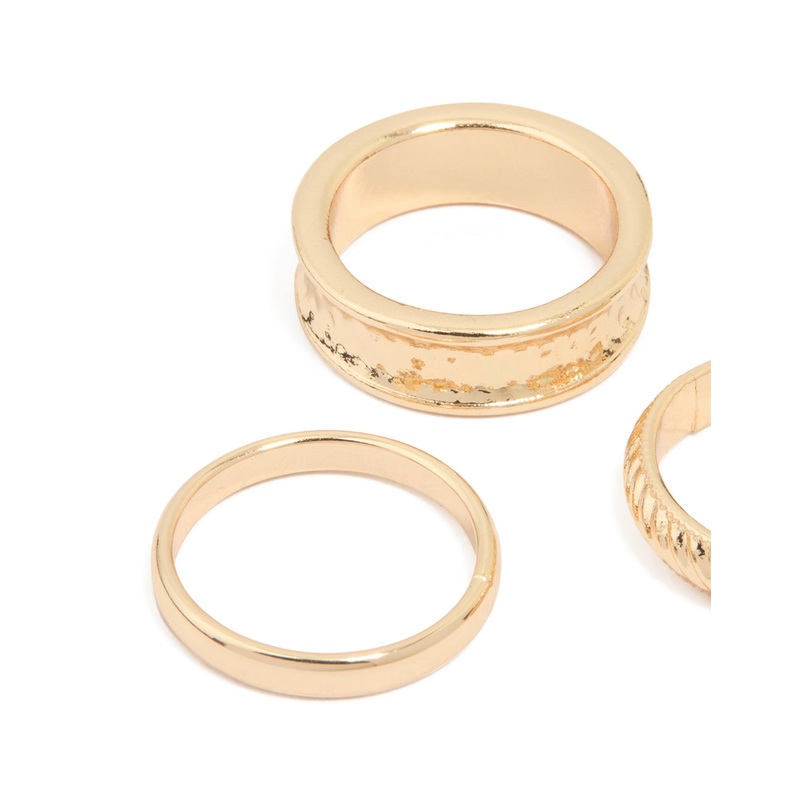 Gold Twisted & Thick Band Rings 3-Pack