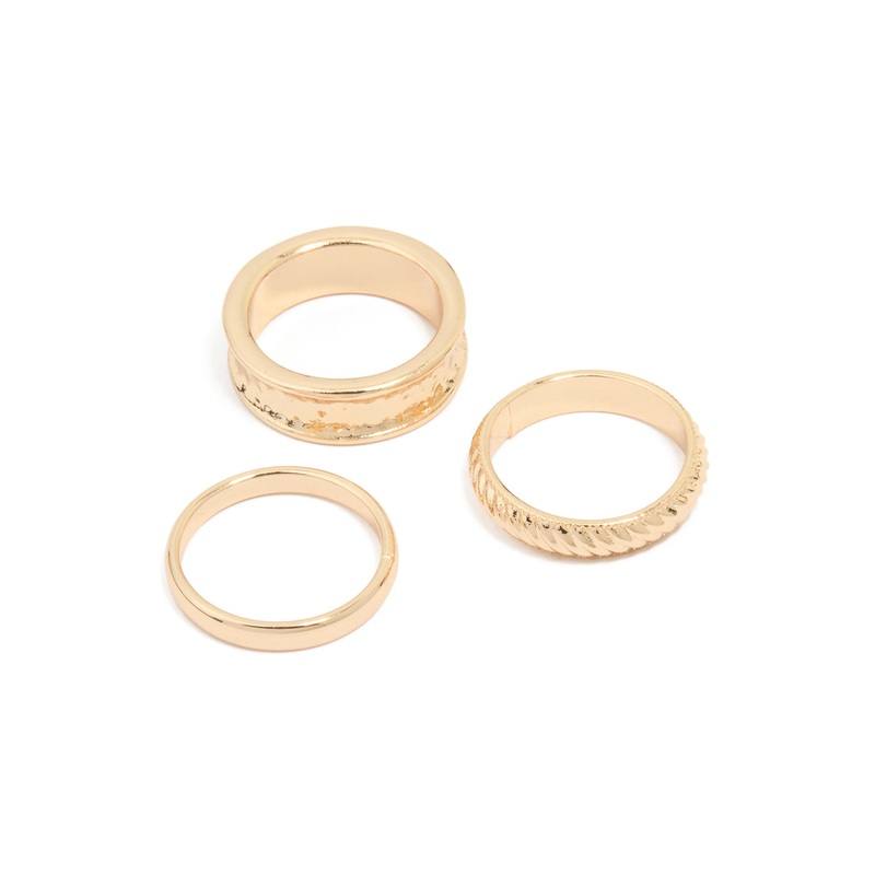 Gold Twisted & Thick Band Rings 3-Pack