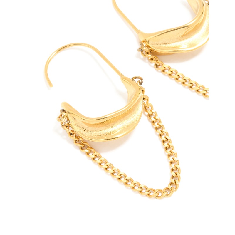 Waterproof Gold Plated Stainless Steel Chain Hoop Earrings