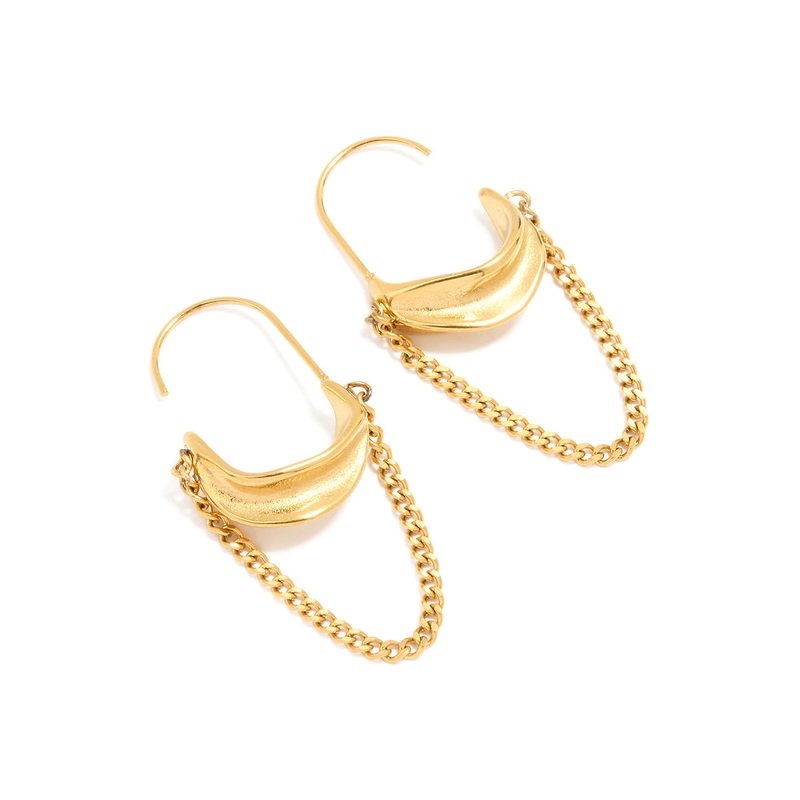 Waterproof Gold Plated Stainless Steel Chain Hoop Earrings