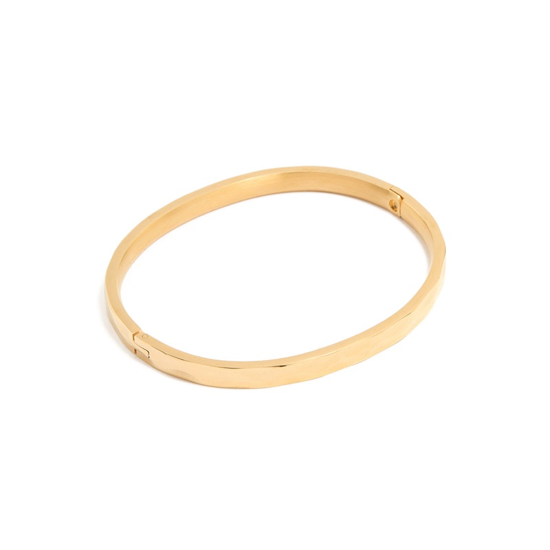 Waterproof Gold Plated Stainless Steel Hammered Hinged Bangle