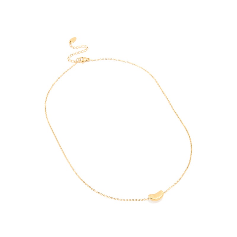 Waterproof Gold Plated Stainless Steel Small Bean Pendant Necklace