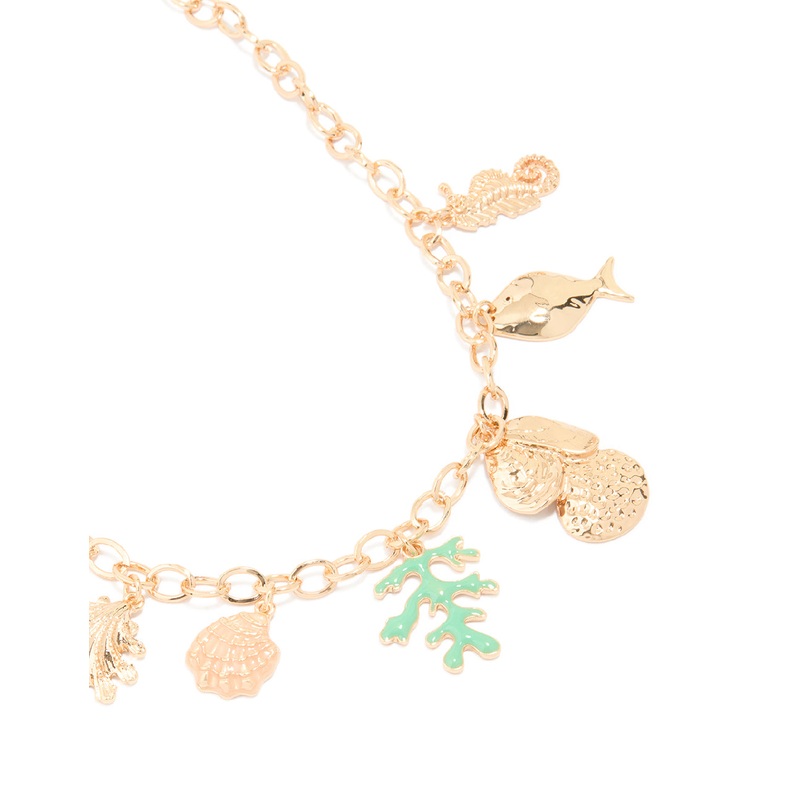 Gold Mixed Ocean Charm Necklace