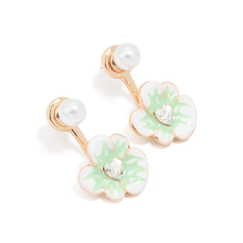 Gold Pearl & Flower Drop Earrings