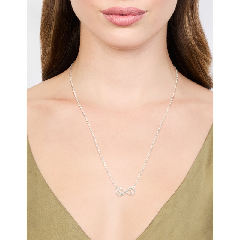 Silver Diamante Infinity With Heart Necklace