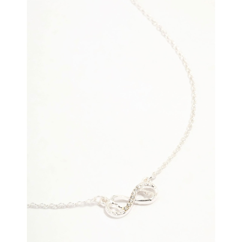 Silver Diamante Infinity With Heart Necklace