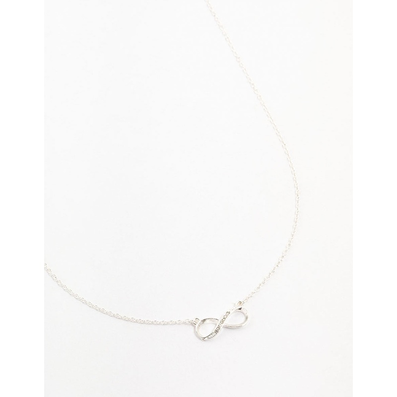 Silver Encased Diamante Infinity Necklace