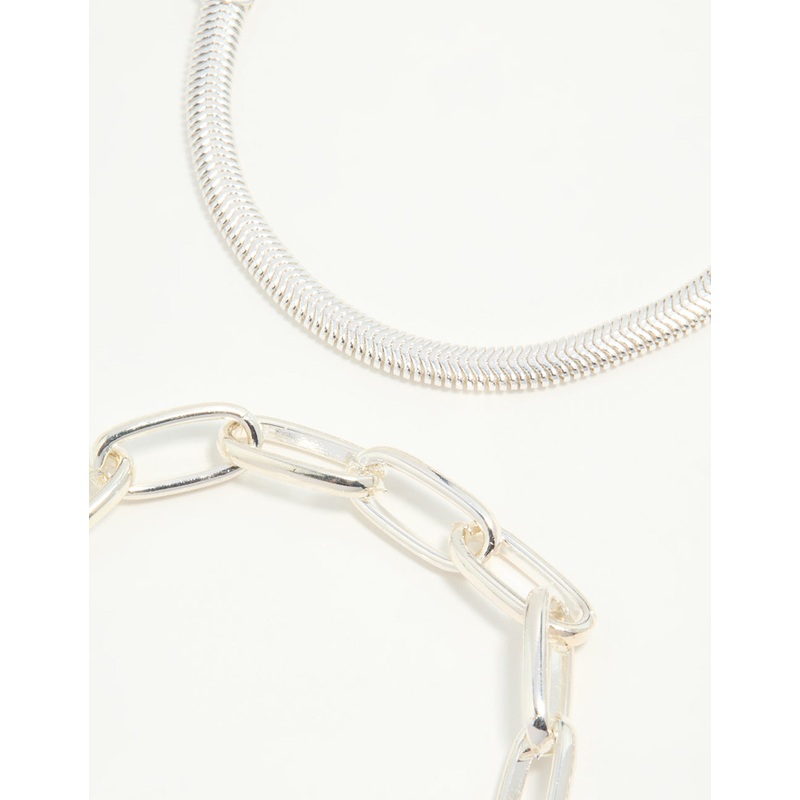 Silver Mixed Chains Bracelet 3-Pack