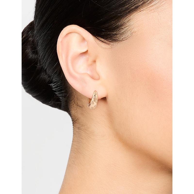 Gold Diamante Tear Drop Clicker Huggie Earrings