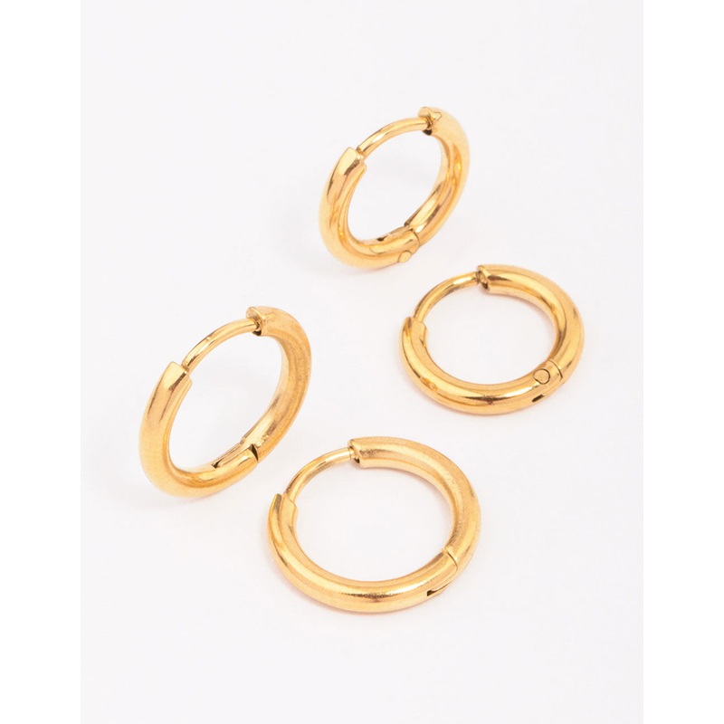 Gold Plated Surgical Steel Classic Hoop Earring 2-Pack