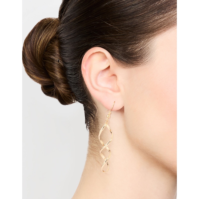 Gold Wave Drop Earrings