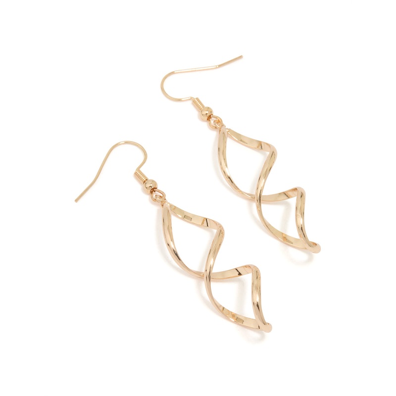 Gold Wave Drop Earrings