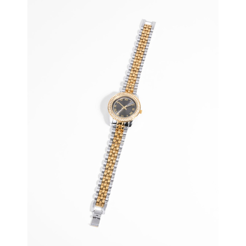 Mixed Metal Link Strap Watch