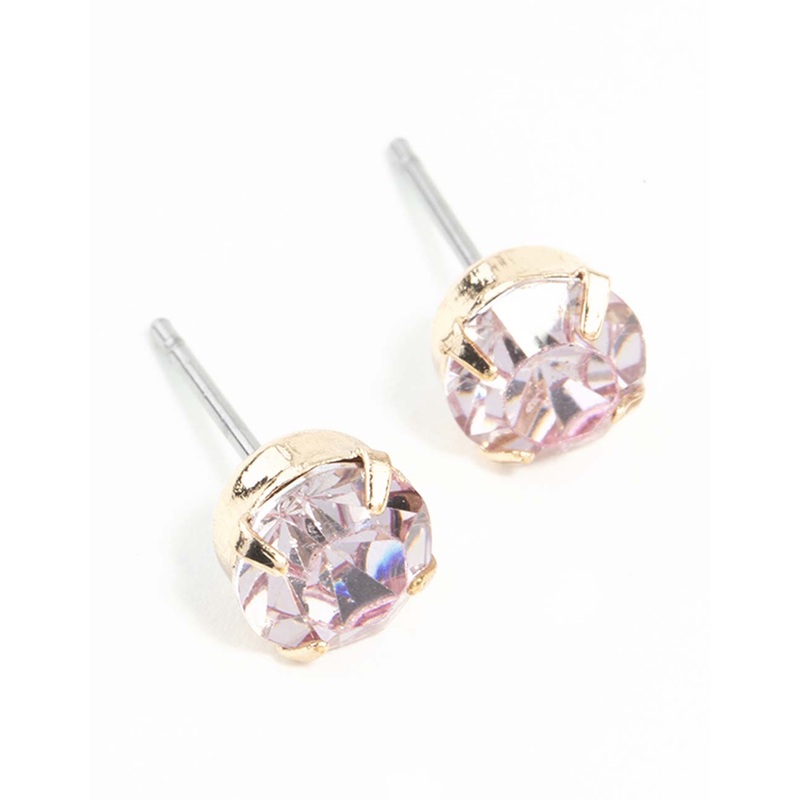 Pink Claw Diamante Stud Earrings
