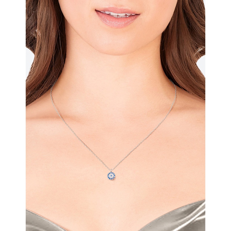 Sterling Silver Evil Eye Disc Necklace