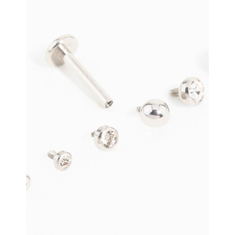 Surgical Steel Cubic Zirconia Flat Back Pack