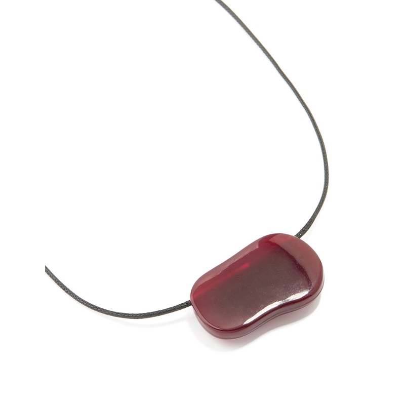 Burgundy Acrylic Large Pebble Pendant Necklace