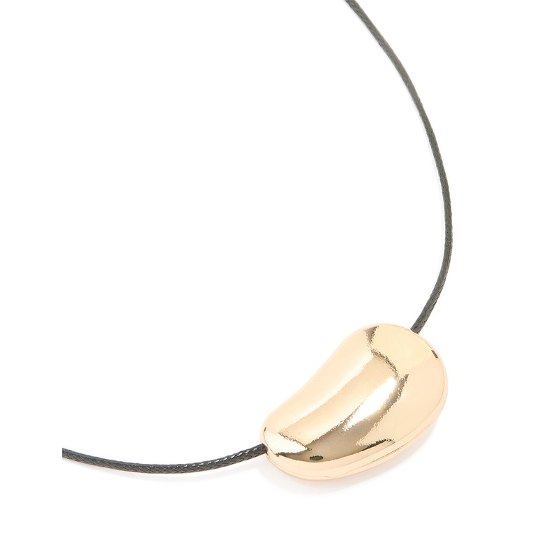 Gold Pebble Cord Medium Pendant Necklace