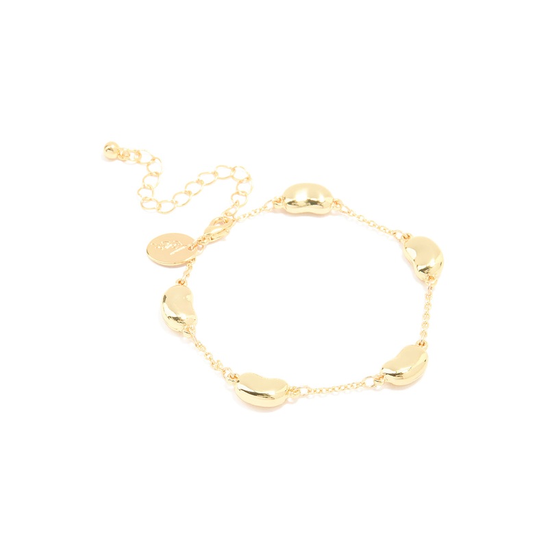 Gold Plated Brass  Pebble Charm Bracelet