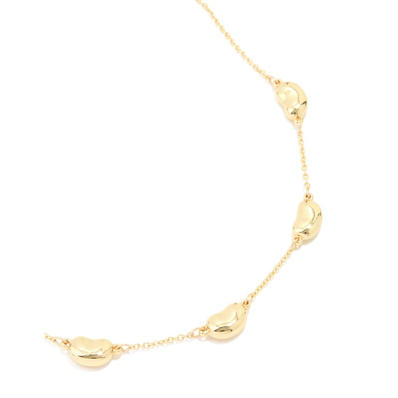 Gold Plated Brass Pebble Station Necklace