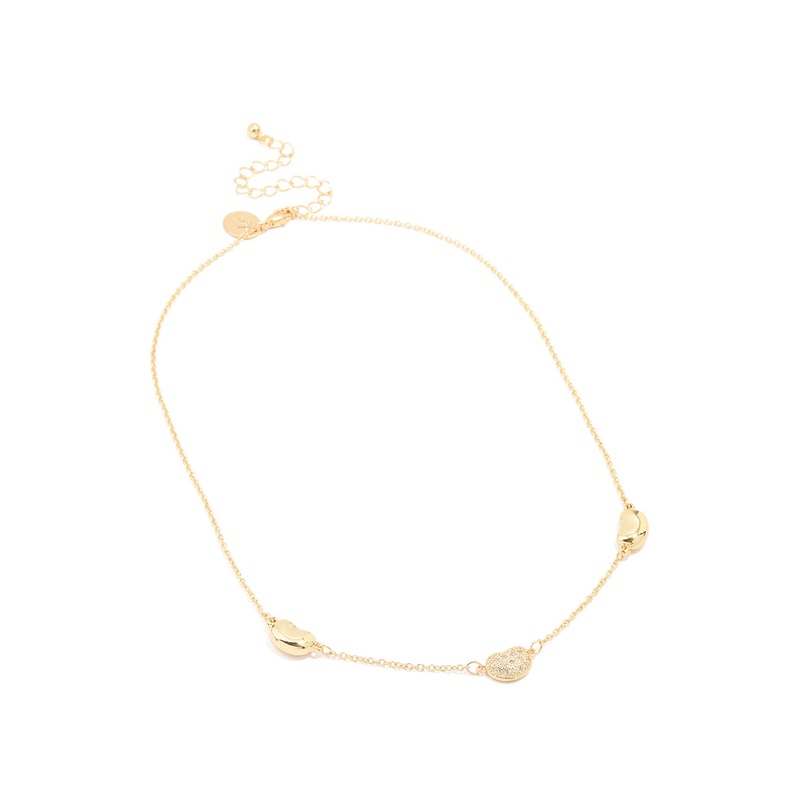 Gold Plated Cubic Zirconia Triple Pebble Pendant Necklace