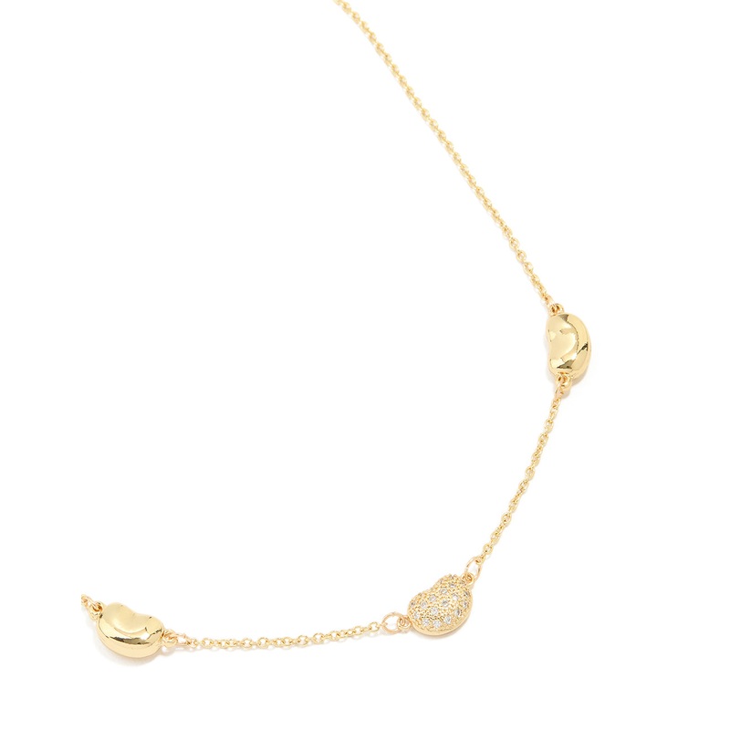 Gold Plated Cubic Zirconia Triple Pebble Pendant Necklace