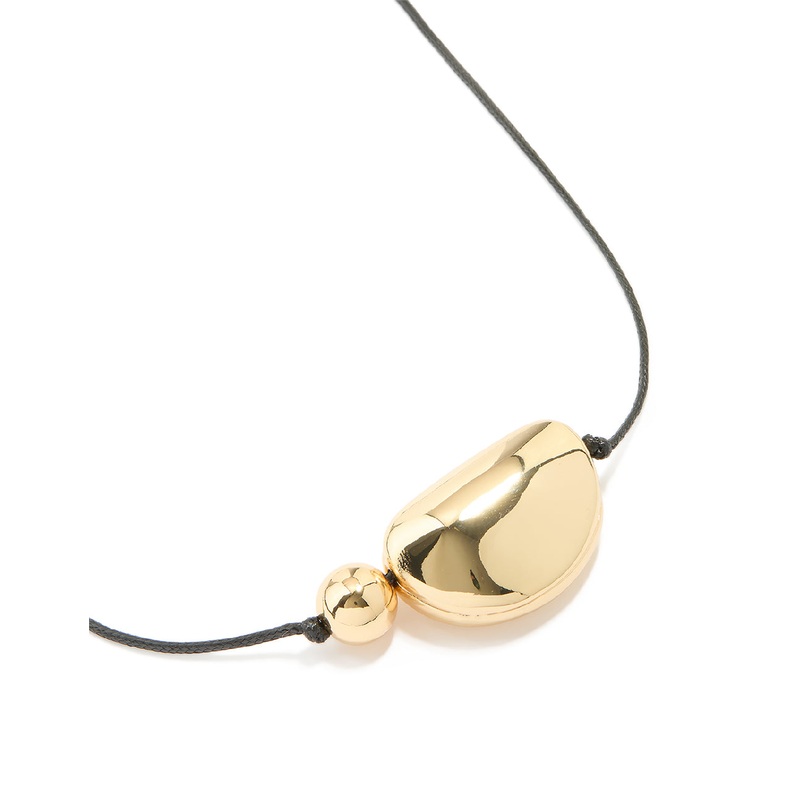 Gold Plated Large Pebble Cord Necklace