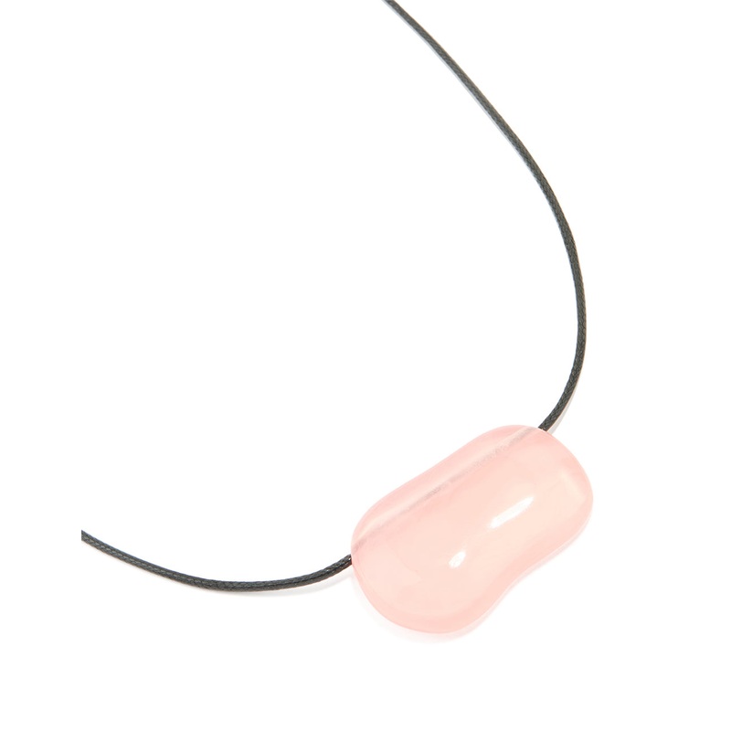 Pink Acrylic Pebble Large Pendant Necklace