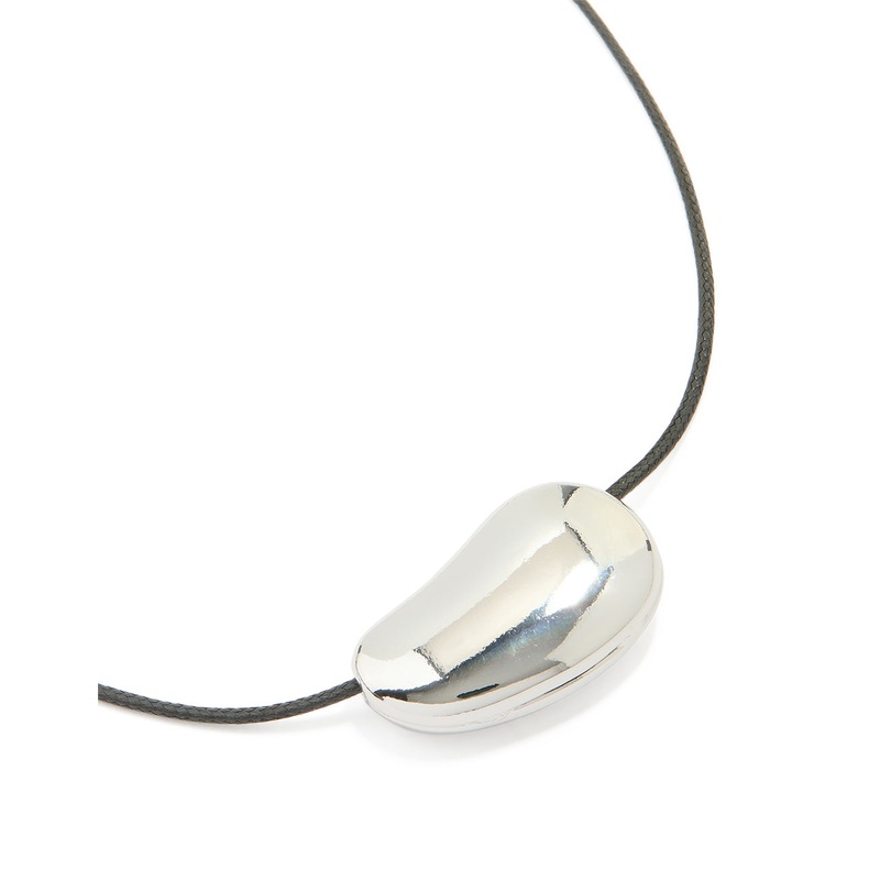 Silver Pebble Cord Medium Pendant Necklace
