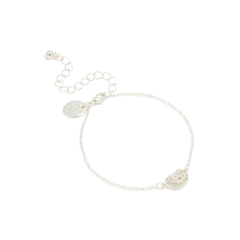 Silver Plated Brass Cubic Zirconia Single Pebble Bracelet