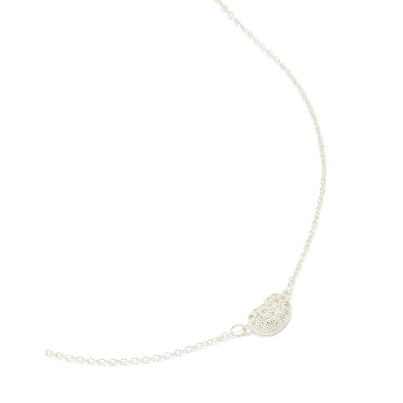 Silver Plated Cubic Zirconia Small Pebble Pendant Necklace